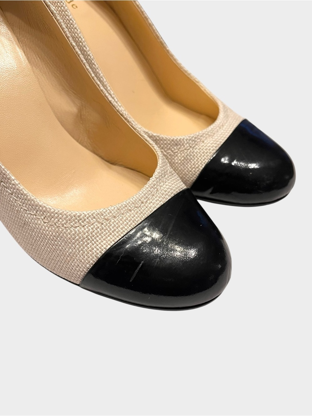 KATE SPADE New York Raffia Cap Toe Pumps Heels 7.5B Italy Classic - Picture 4 of 11
